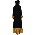 Designer abaya with  printed frills- Black-Mustard